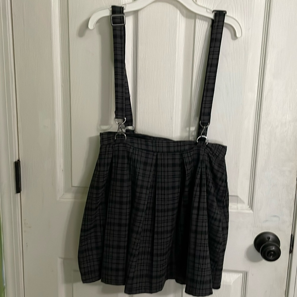Hot Topic plaid overall skirt